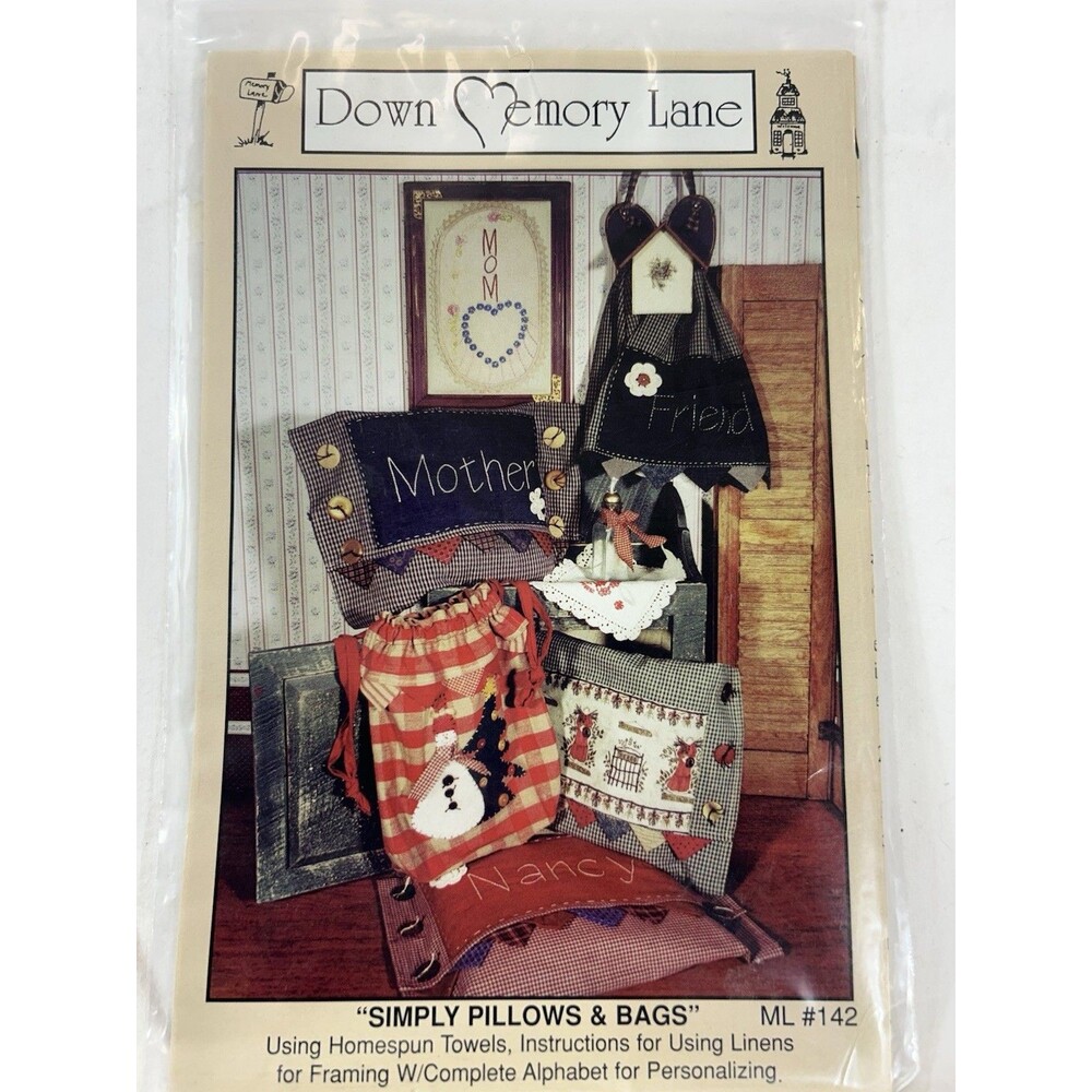 Down Memory Lane Simply Pillows & Bag Sewing Pattern Uncut Vintage Y2K Craft Dec